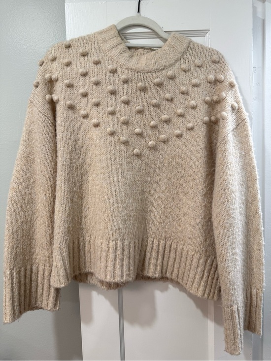 Madewell Sweaters - Madewell Cream Pom-Pom Crewneck Sweater